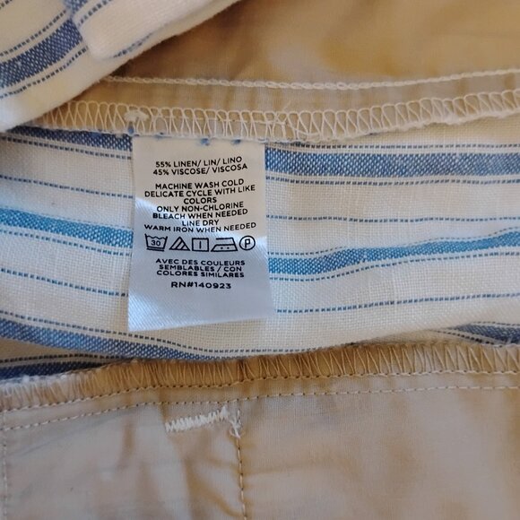 LOFT Women's White Blue Striped Linen Wide Leg Dress Pants Size 8 - Picture 5 of 6